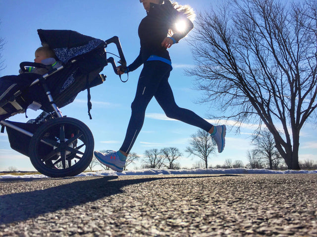 Sarah FitzPatrick running with the Mountain Buggy Terrain Stroller
