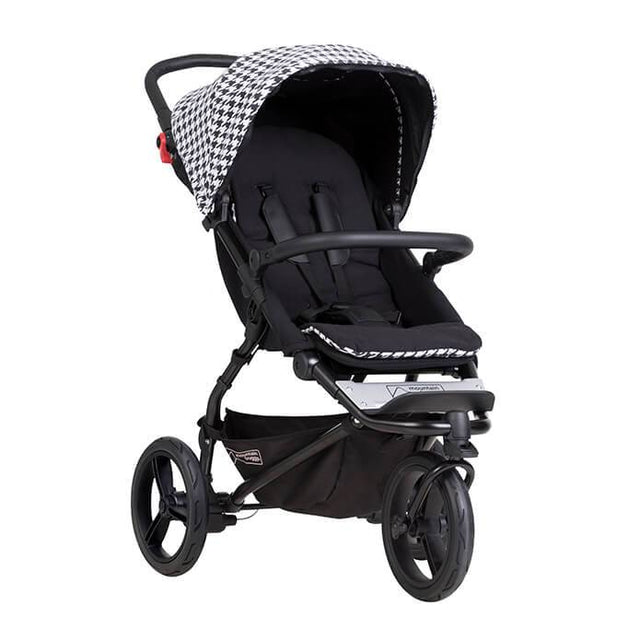 Mountain Buggy swift luxury collection stroller in pepita white and black checkered colour_pepita