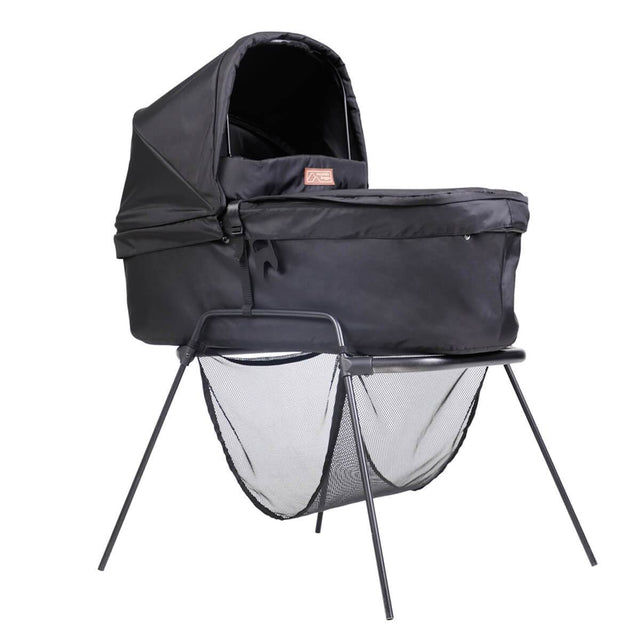 Mountain Buggy carrycot plus on carrycot stand in colour black_black