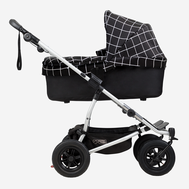 mountain buggy duet double buggy with two carrycot plus side view showing riding modes in color grid_grid