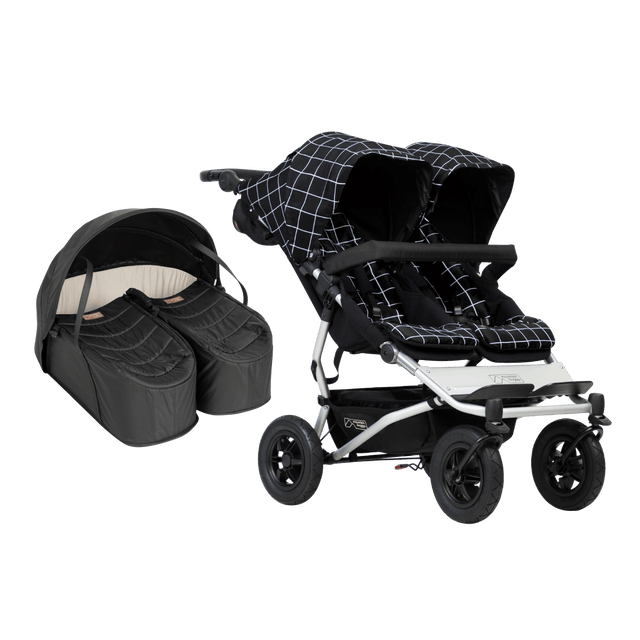 Mountain Buggy duet stroller with cocoon for twins bundle showing both items as a package