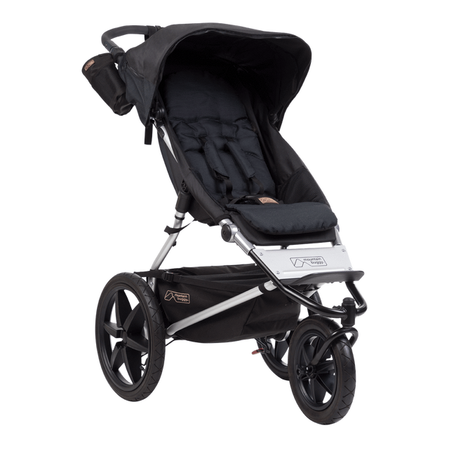 mountain buggy terrain active all terrain jogging stroller 3/4 view shown in color onyx_onyx